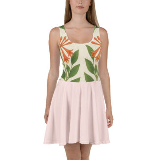 Honeysuckle on Coral Day Dress